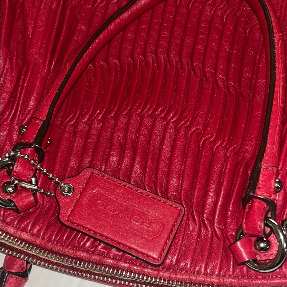 Coach Cherry Red Leather Shoulder Bag - Picture 14 of 15